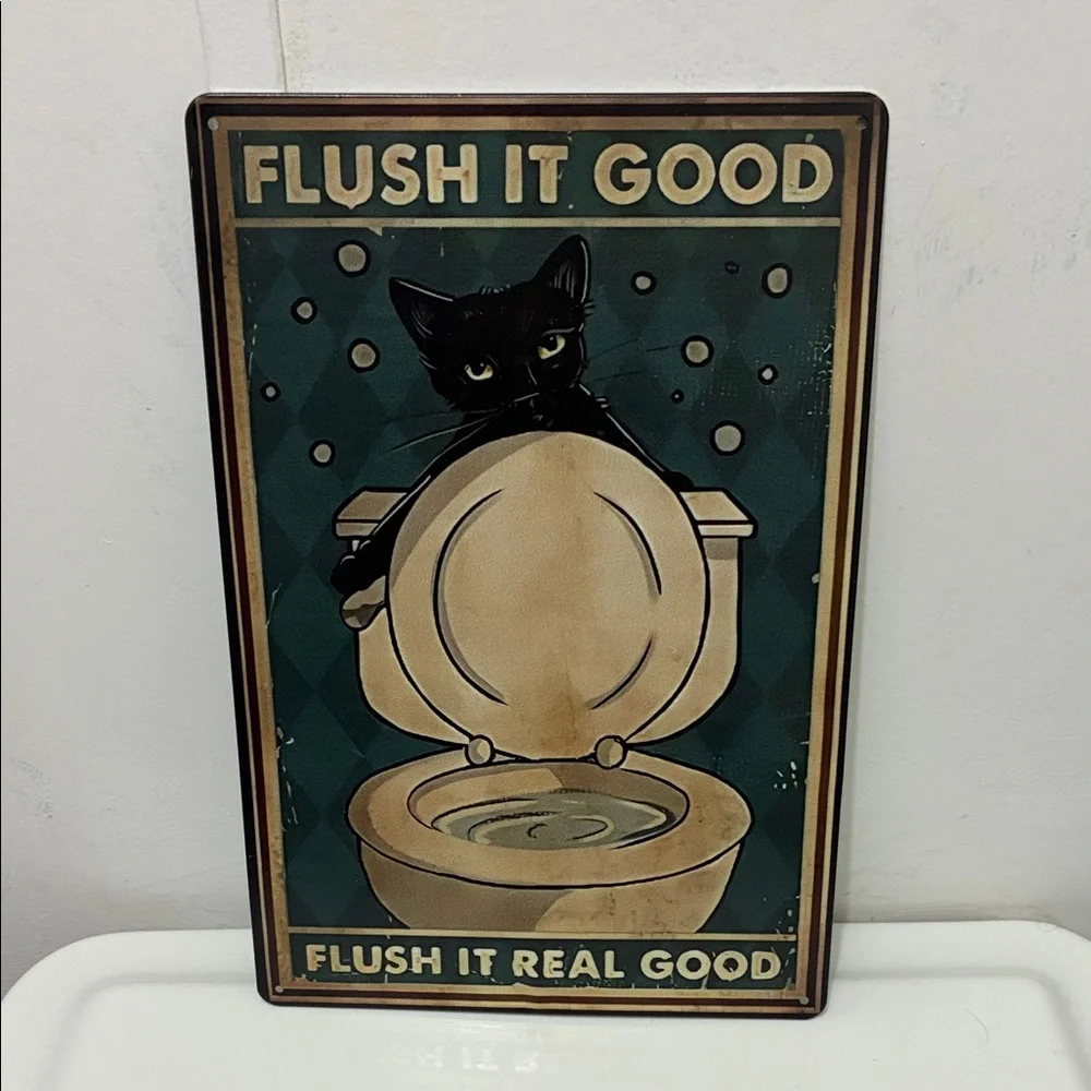 Vintage-Style Black Cat Toilet Art Tapestry - Flush It Good
